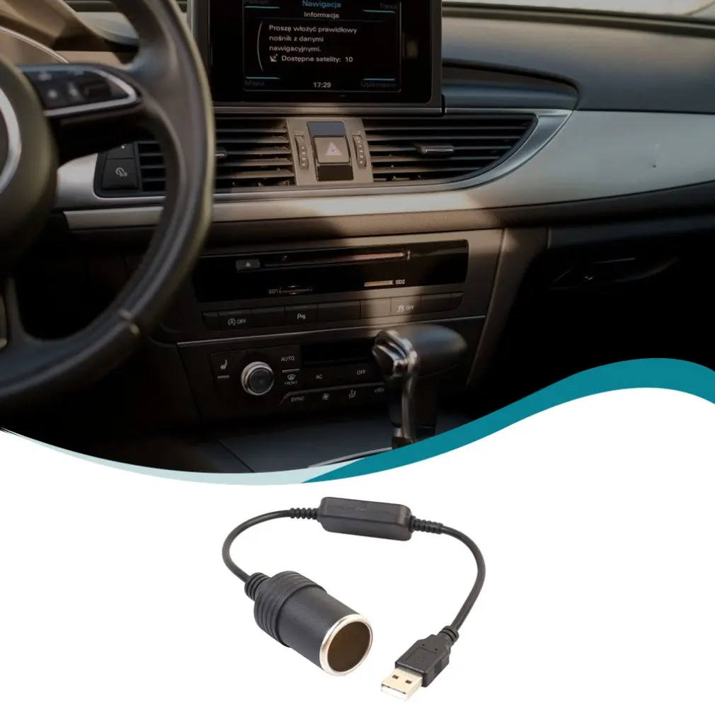 

5V 2A USB Male to 12V Car Cigarette Lighter Socket Converter Cable Adapter For DVR Car-charger Electronics Auto Accessories