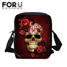 Маленькая сумка-слинг FORUDESIGNS с принтом в виде сахарного черепа и розы, женские сумки, женские сумки через плечо, сумка для книг для взрослых, сумка-мессенджер для подростков