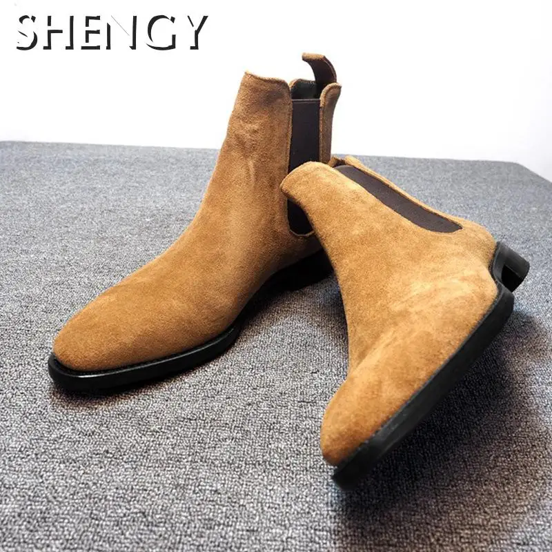 Зимняя мужская обувь ботинки челси модные матовые трендовые мужские