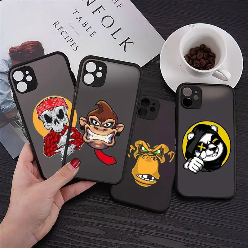 

Animal art panda gorilla bear Phone Case Transparent Matte for iPhone 7 8 11 12 s mini pro X XS XR MAX Plus Clear mobile bag