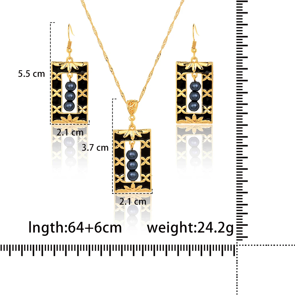 SophiaXuan Hawaiian Jewelry Geometry Pearl Earrings and Necklaces Set Fashion Wholesale for Women Party | Украшения и аксессуары