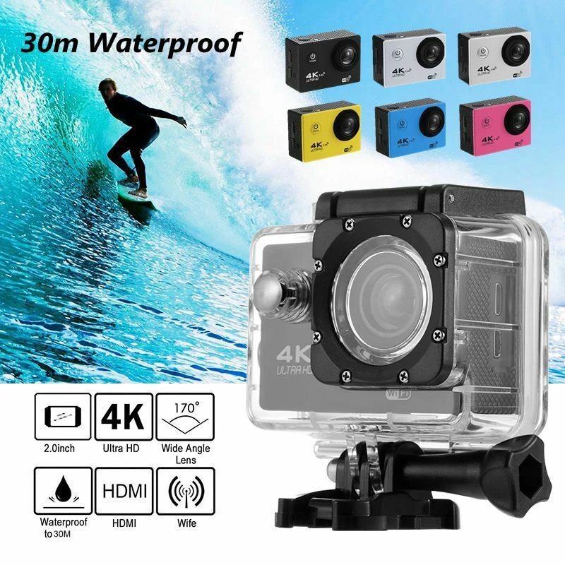 Экшн камера 4K F60R Ultra HD 4K/30fps 2 4G Wi Fi 0 дюйма 170D для шлема pro Подводная