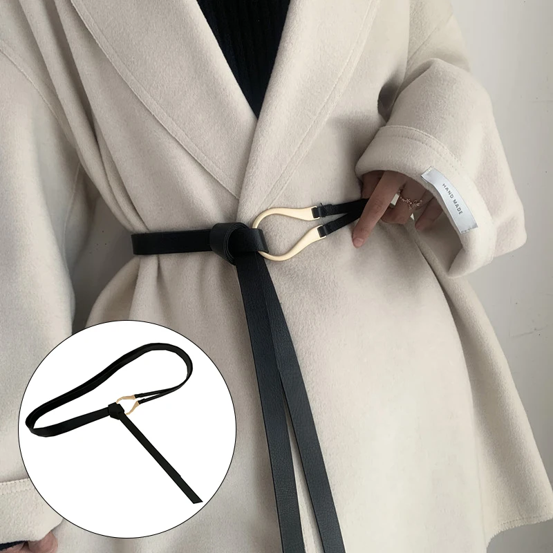 

Wild Ladies Belt Women Belt Light Luxury Personality Metal Horseshoe Buckle Fashion Belt Non-perforated Decorative Waist Strap
