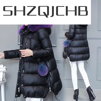 

SHZQ 2021 New Down Jacket Women Parka Autumn Winter long cloak female Overcoat Fox Fur outerwear lady Down jacket LX1265