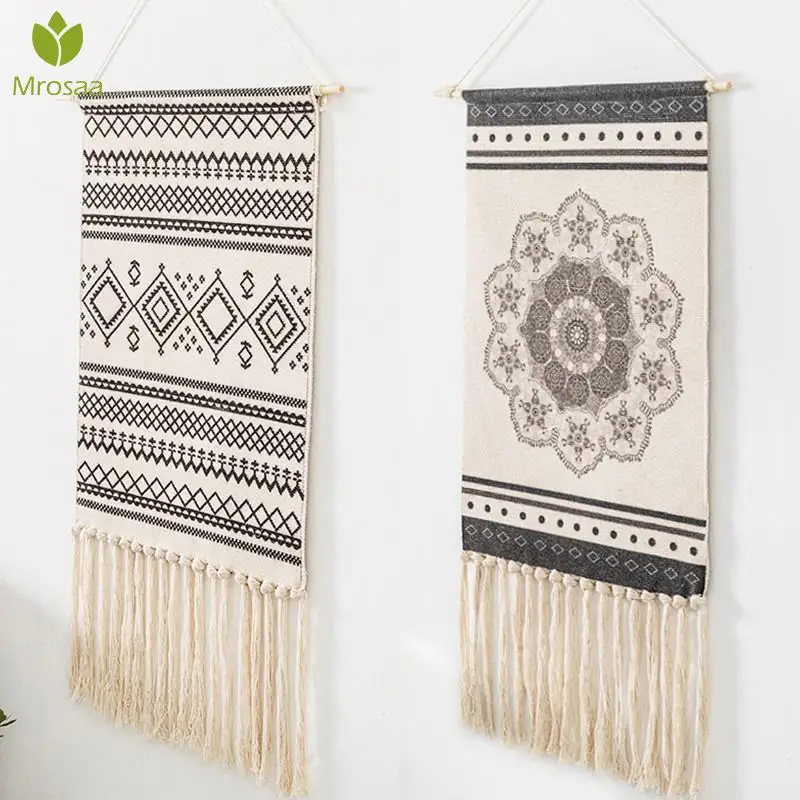 

90*50CM Macrame Woven Wall Hanging Chic Bohemian Rooms Geometric Tapestry Art Beautiful Apartment Dorm Rooms Home Decoration