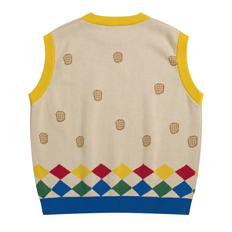 Новый дизайн Элегантный стиль свитер с цветными вставками жилет весна женский