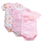 Боди с короткими рукавами для мальчиков и девочек, 3 предмета, летнее нижнее белье, комбинезон с модным принтом, комплект одежды для малышей 3, 6, 12, 18, 24 мес.