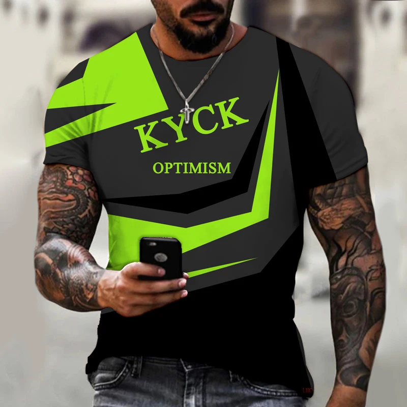 

New Summer Tops Streetwear Printed Wild Simple Striped Design Street T-shirt Men's Short Sleeve Casual Oversized O-neck