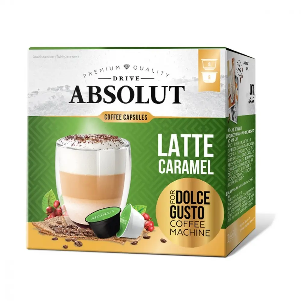 Кофе Absolut Drive &quotLatte Caramel" в капсулах для кофемашины Dolce Gusto 16 капсул | Продукты