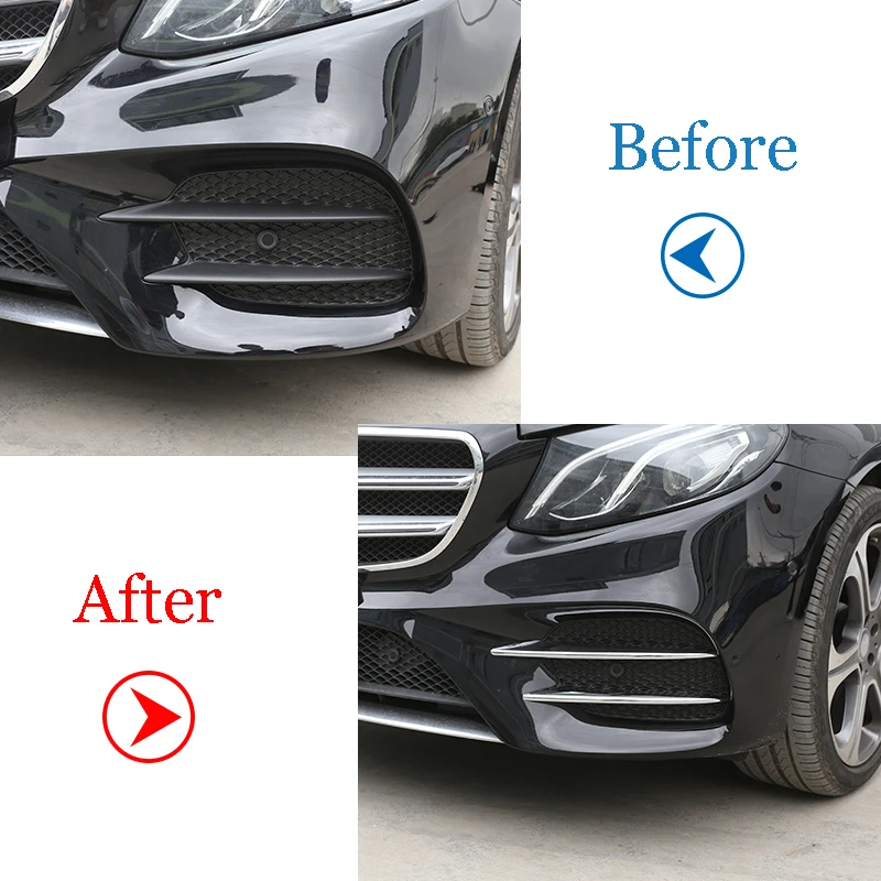 Декоративная накладка на передний противотуманный фонарь автомобиля Mercedes Benz E Class W213 2016 2017 2018 2019 2020 2021 2022 E43 AMG из ABS-пластика, хромированная.