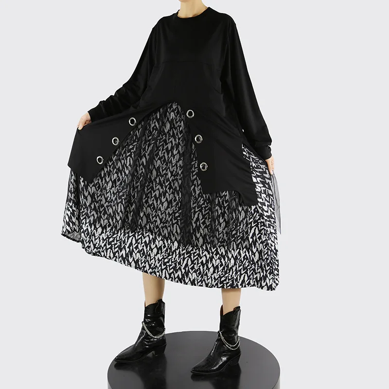 

Lady Dress Autumn Winter New Fund Individual Character Is False Two Irregular Design Vogue Recreational Loose Dress