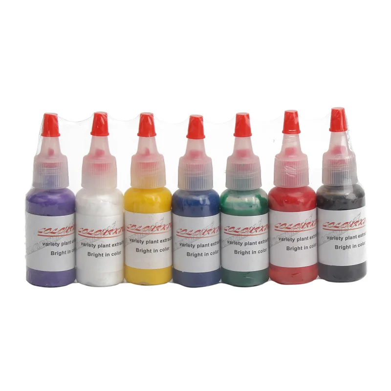 Набор цветных татуировок для боди арта 7 шт. 15 мл/флакон цветные чернила