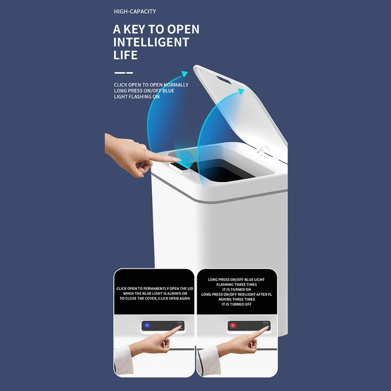 

4 Gallon Trash Can Automatic Touchless Intelligent Induction Motion Sensor Waste Bin for Kitchen Office Bathroom
