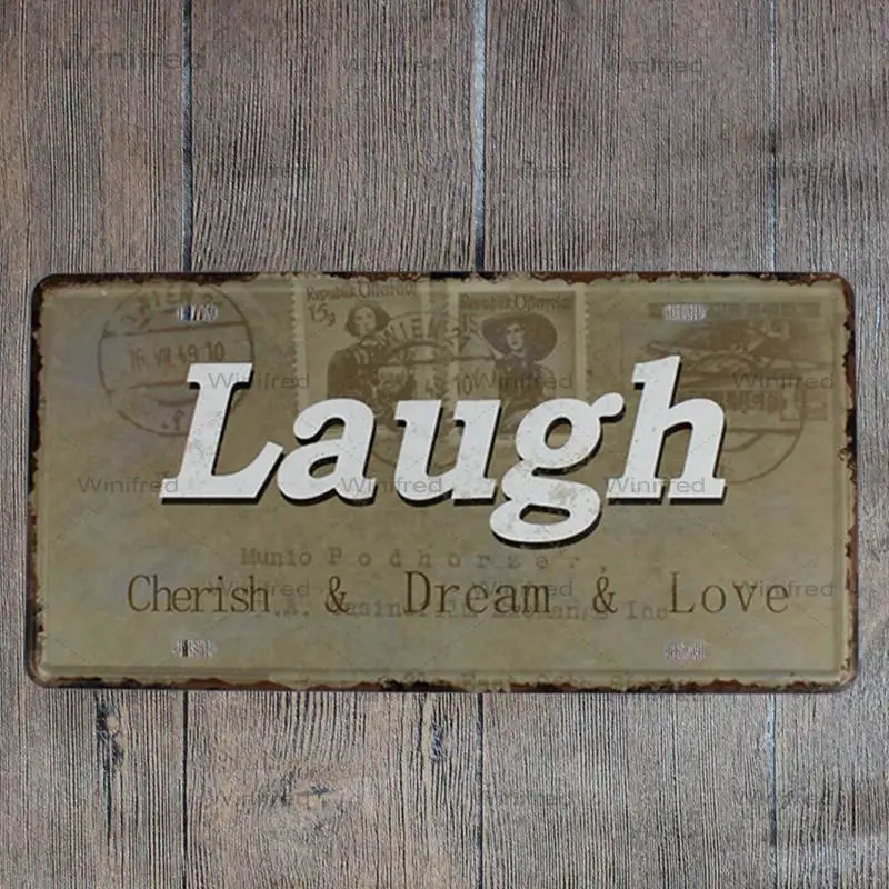 

Laugh Life Motto Tin Signs Bar Pub Cafe Home House Restaurant Wall Decor Vintage Metal Plaque Rerto Plate Poster 15*30 Cm