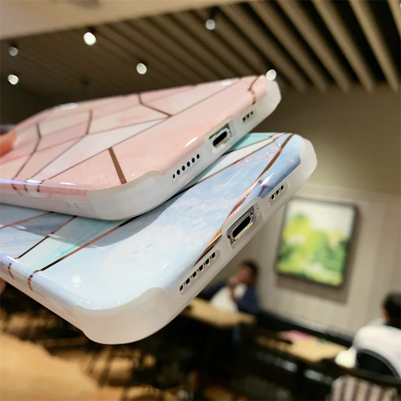 

Soft Shockproof Cases Cover For Iphone 7 8 Plus SE 2020 12 mini 11 Pro Max XS Max X XR Fashion Luxury Splice Marble Phone Case