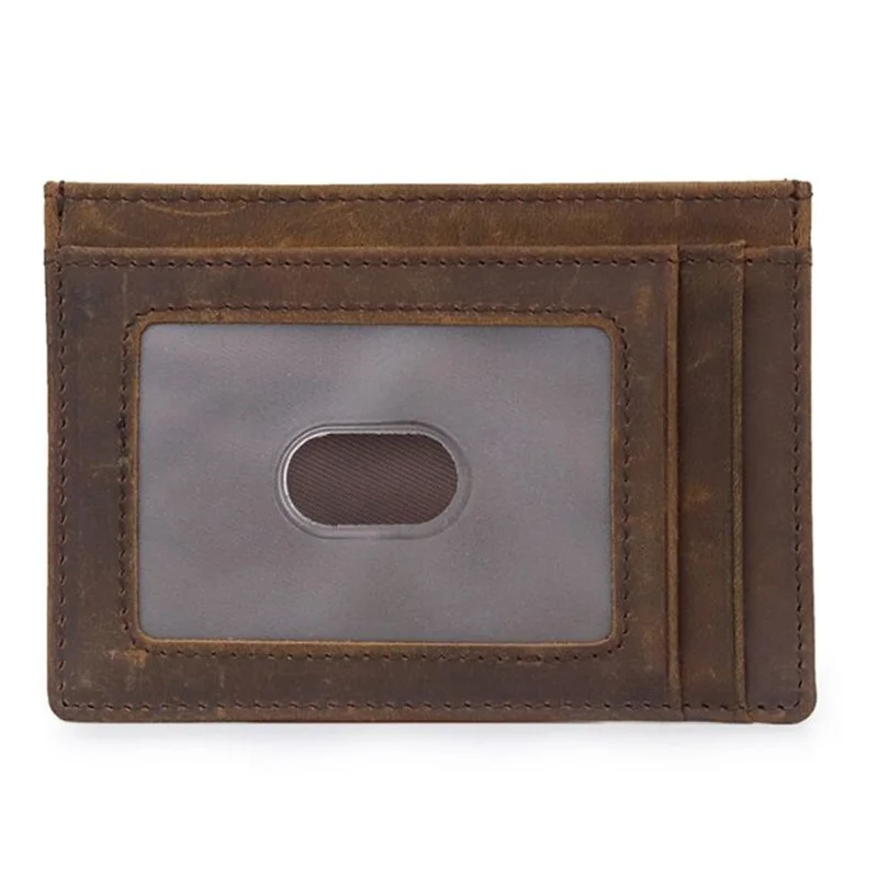 

Genuine Leather RFID Card Holder Driver License ID Coin Purse Crazy Horse Pattern Cowhide Men's Carry-on Money Clip Wallet Bag
