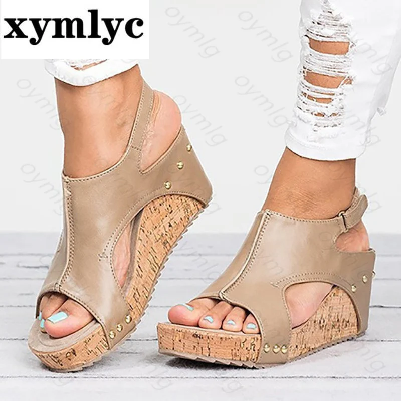 

Women Sandals 2020 Platform Sandals Wedges Shoes For Women Heels Sandalias Mujer Summer Shoes Leather Wedge Heels Sandals 43