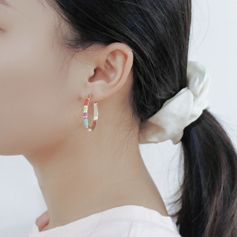 Разноцветные серьги для женщин в богемном стиле новые трендовые стили кольца