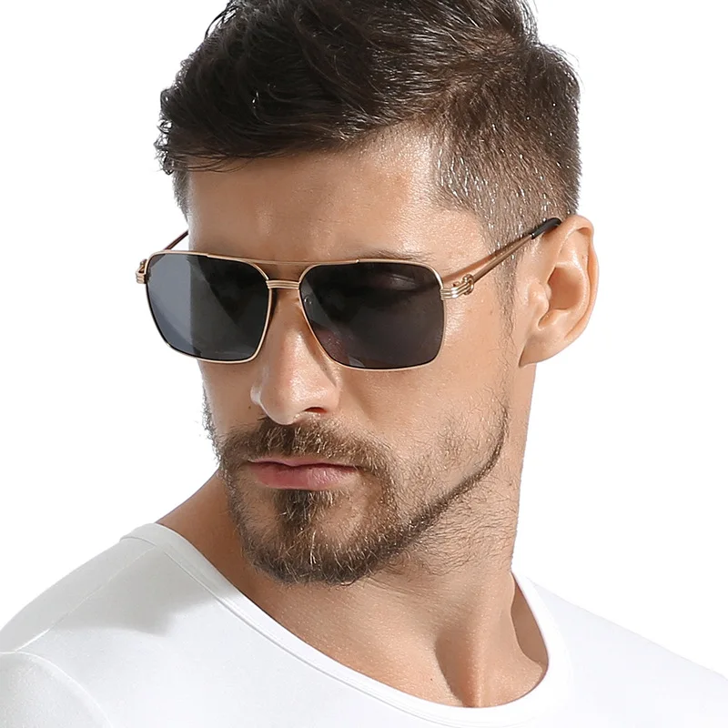 Мужские металлические солнцезащитные очки Ruosyling поляризованные с УФ защитой 400 в