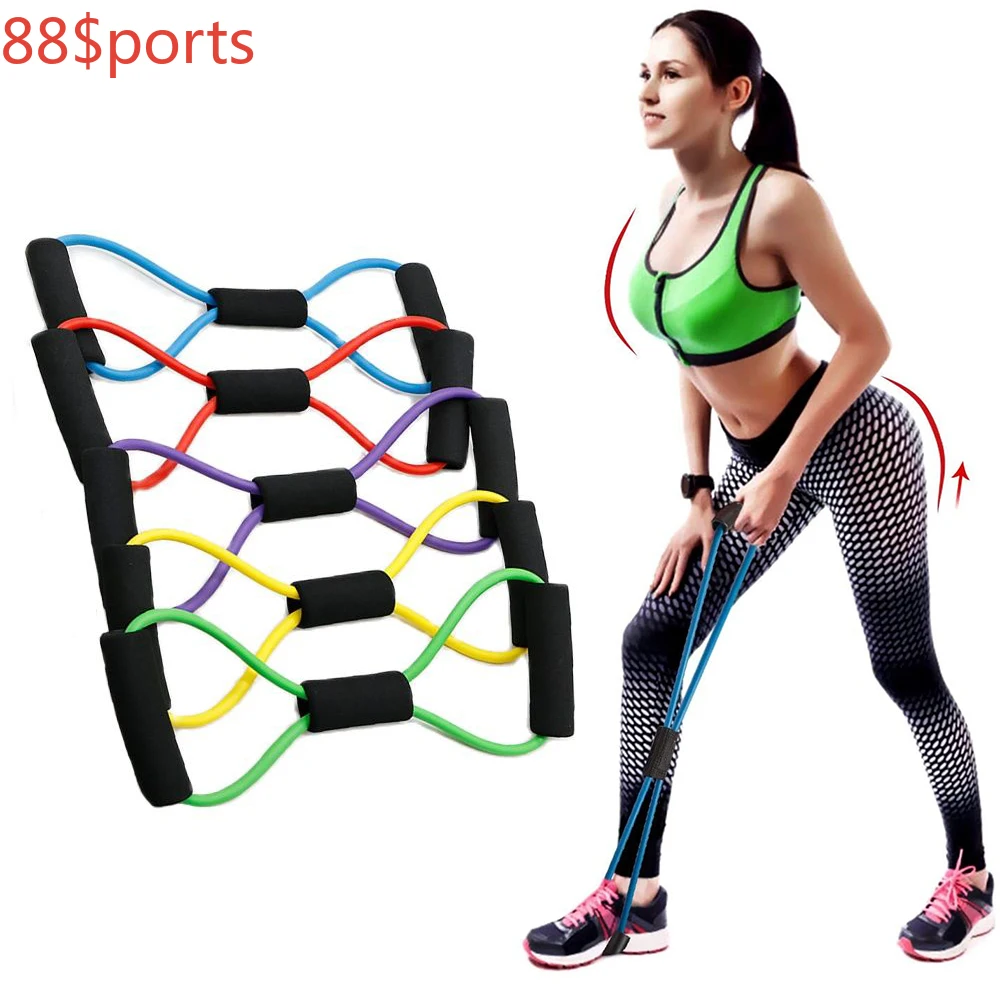 

Yoga Elastic Fitness Bands 8 Word Chest Expander Rubber Tubing Pull on Rope Workout Elastic Resistance Band Muscle Expansion