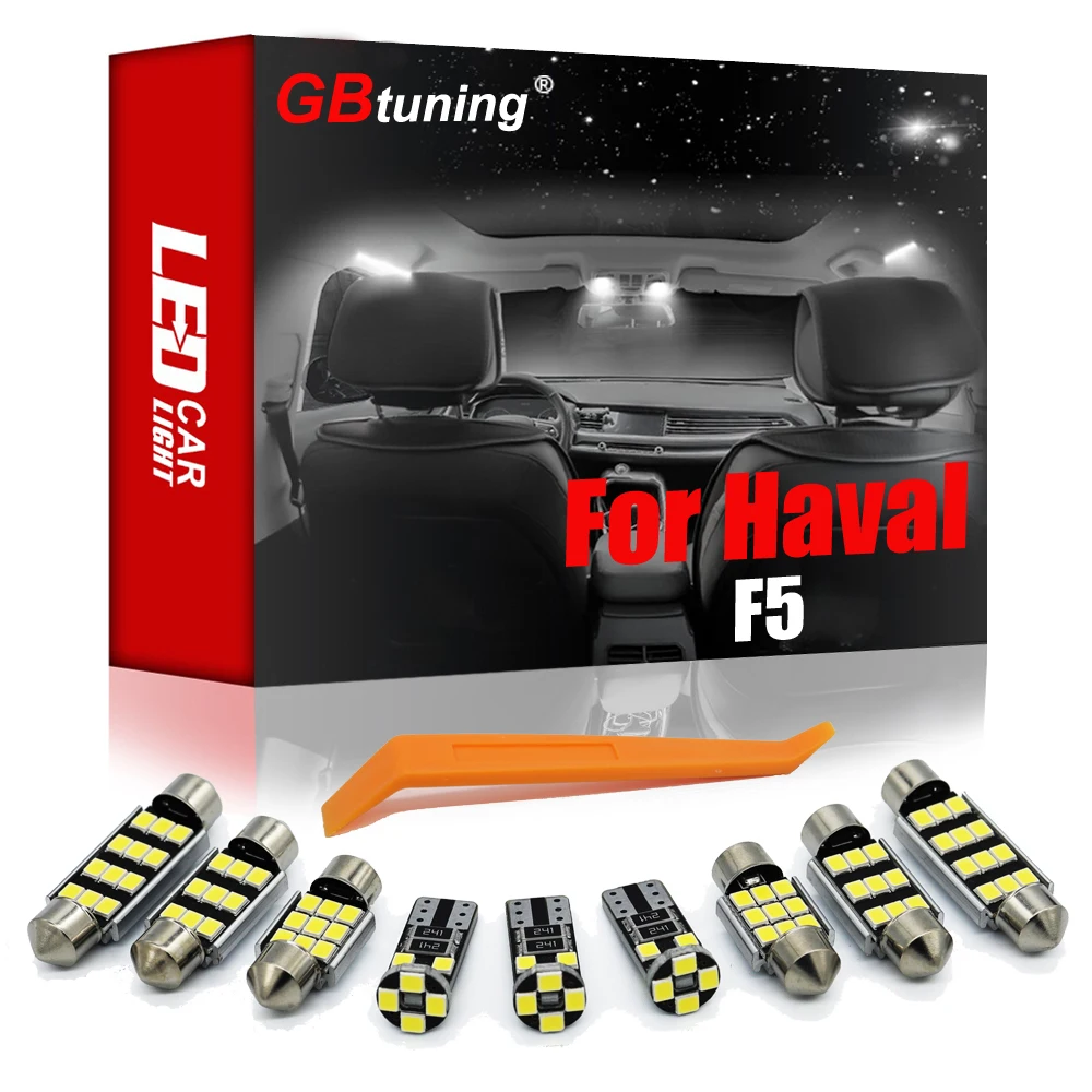 

GBtuning светодиодная интерьерная с Canbus светильник Набор 15 шт. для Haval F5 2018 + автомобиля Купол Чтение потолочный карта Крытый светодиодные лампы ...