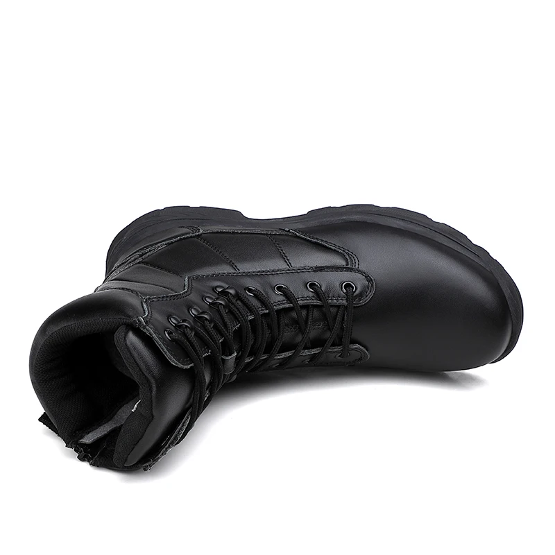 

Original Leather Boots for Men Good Quality Mens Military Footwear Genuine Leather Military Combat Men Boots Zip Tactical Boots