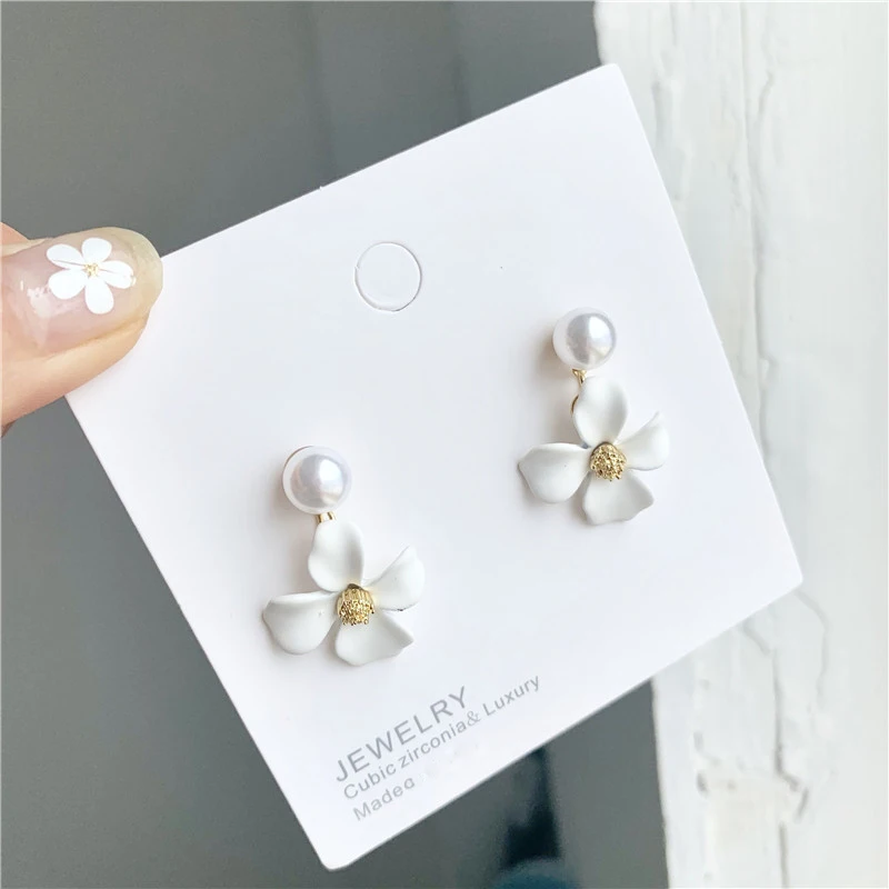 Простые матовые цветочные серьги ярких цветов модные жемчужные для женщин