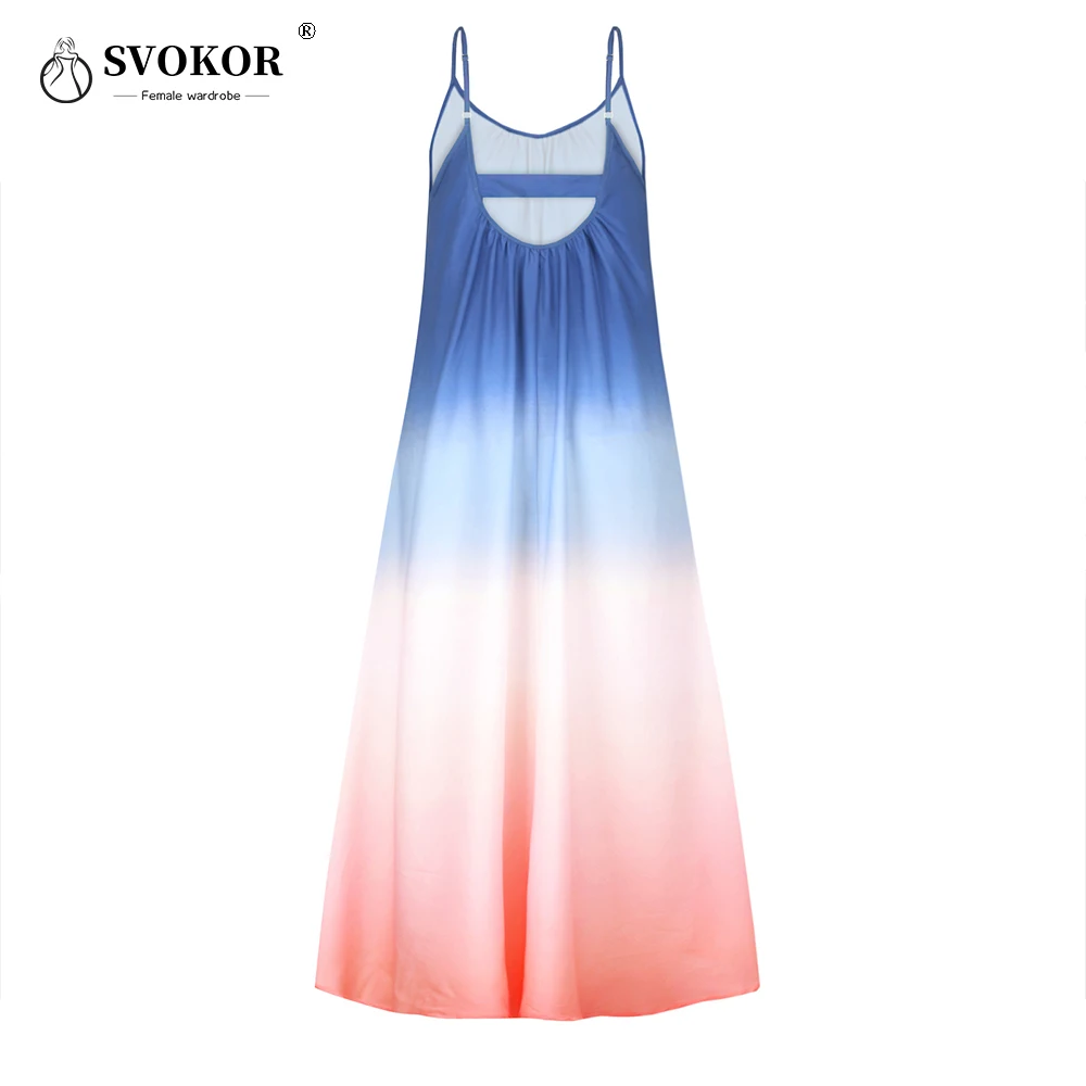 

SVOKOR Tie Dye Print Dress Fashion Sexy Backless Lace Midi Dresses Sleeveless Club Party Holiday Spaghetti Strap Sweet Sundress