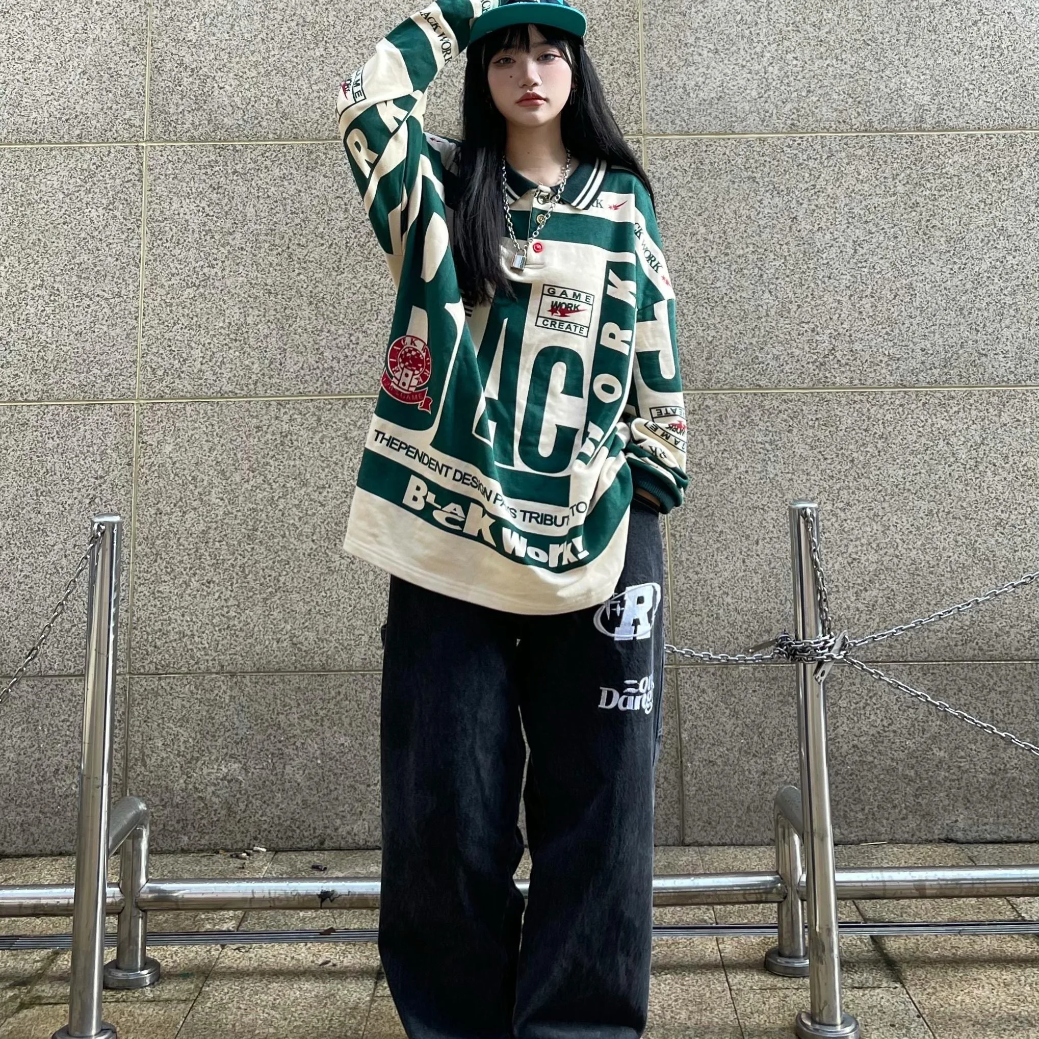 

2021 New Brand Fashion Hot Autumn New Trend of CoupleHarajuku Style Shirt Printing Long Sleeve Delicate Cotton Hip Hop Polo Top