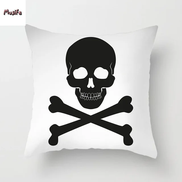 

Sugar Skull Print Pillowcase Christmas Eve Dream Night Scary Skull Pillowcase, Car Decoration Pillowcase 45x45cm Fundas De Cojin