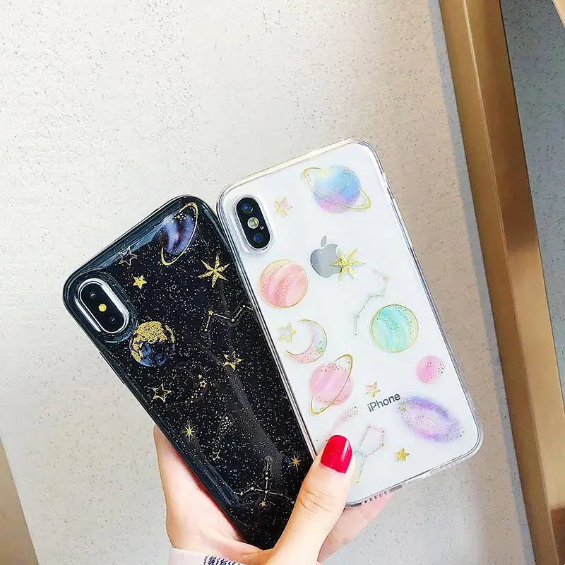 Outer Space Planet Stars Moon Spaceship Phone Case for iPhone 6 plus 6s 7 7plus 8 8plus X XS Max XR Mobile Back Cover |