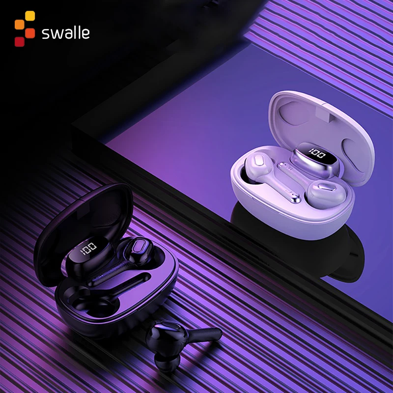 

TWS-наушники Swalle с поддержкой Bluetooth, микрофоном и светодиодным дисплеем