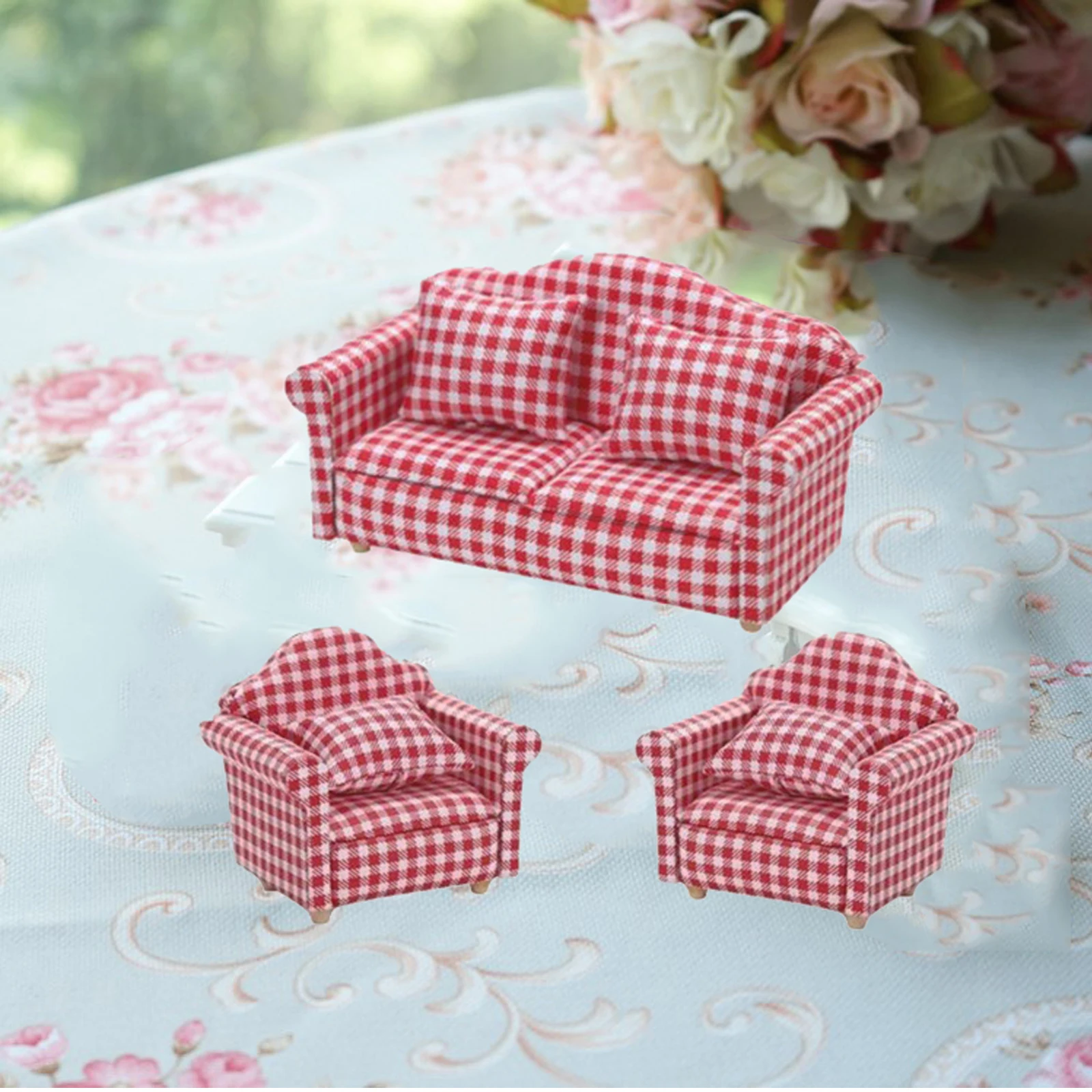 

1/12, куклы миниатюрный дом, современное кресло с любовью, диван-приставка, красный, белый