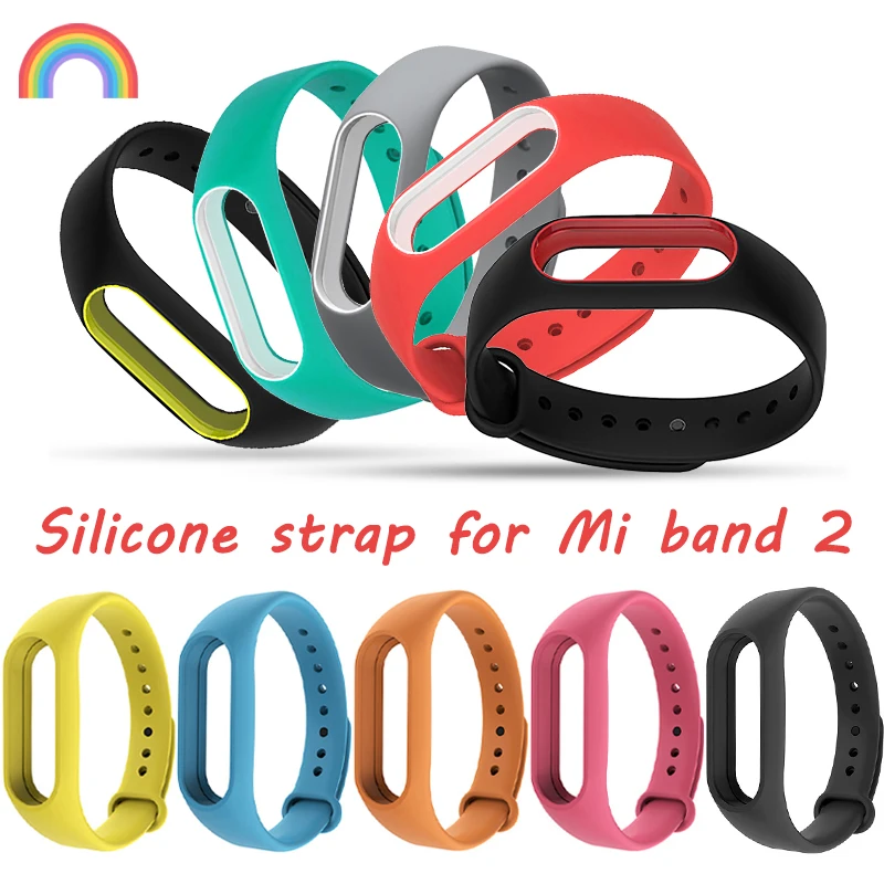 Silicone Strap For Xiaomi Mi Band 2 Colorful Wristband Wrist Straps For Mi Band 2 Bracelet For MIBand 2 Smart Watch Accessories