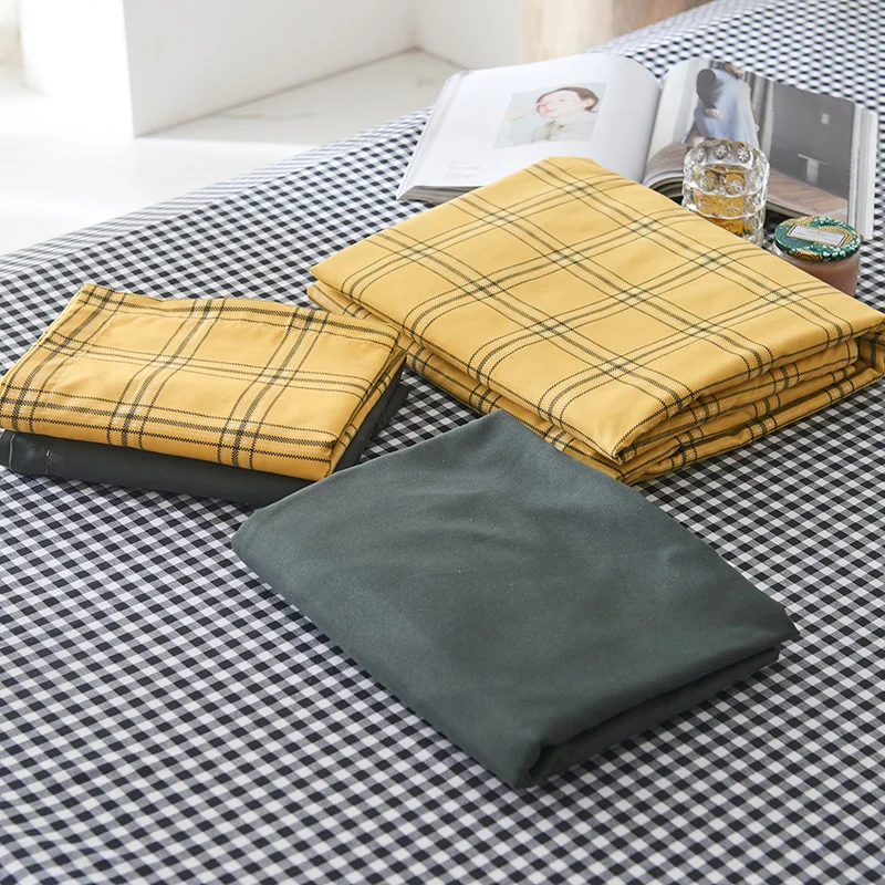 

Yellow plaid Bedding Set cartoon king single full twin size Duvet Cover sets Pillowcases Brief Bed Covers luxury bedclothes