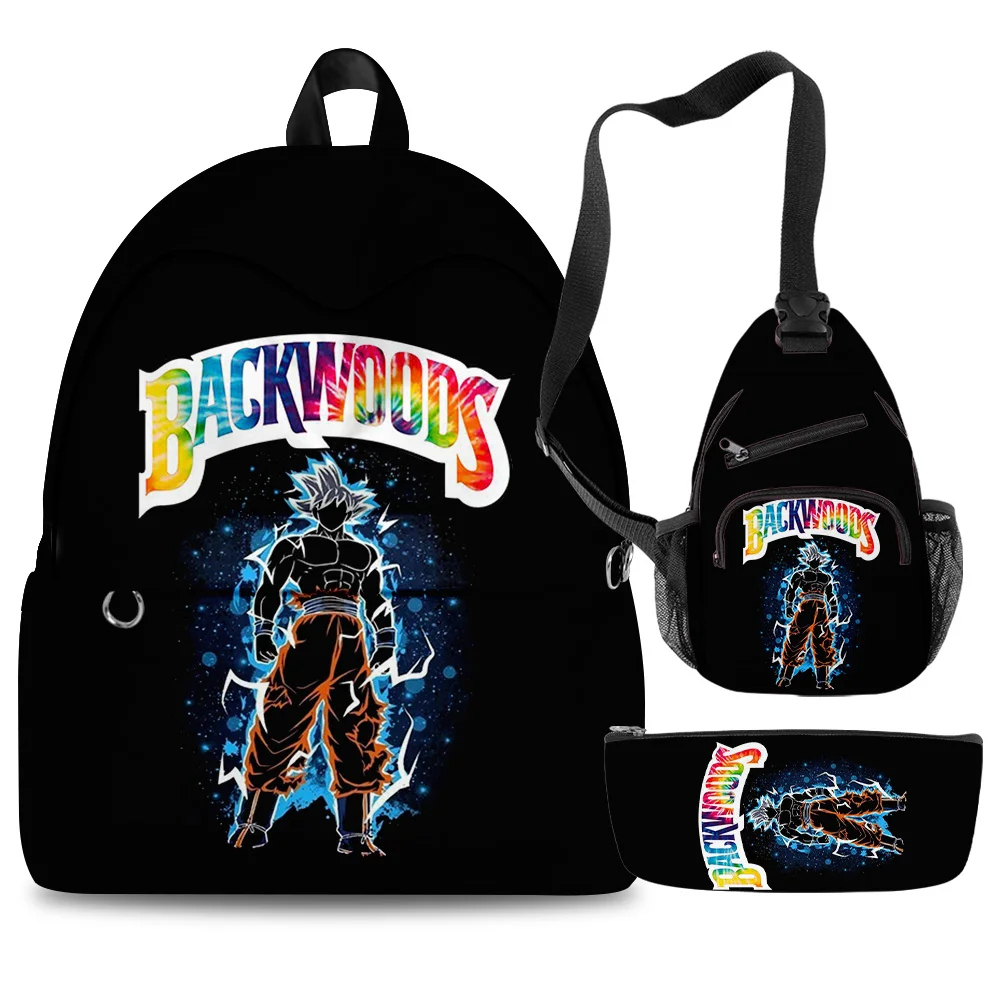 3 шт./компл. 3D Backwoods рюкзак для ноутбука Гоку аниме подростков мальчиков и девочек