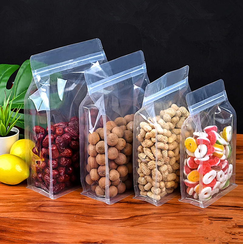 Bolsa de plástico transparente con cierre hermético para frutas, cereales, galletas, cerveza,...