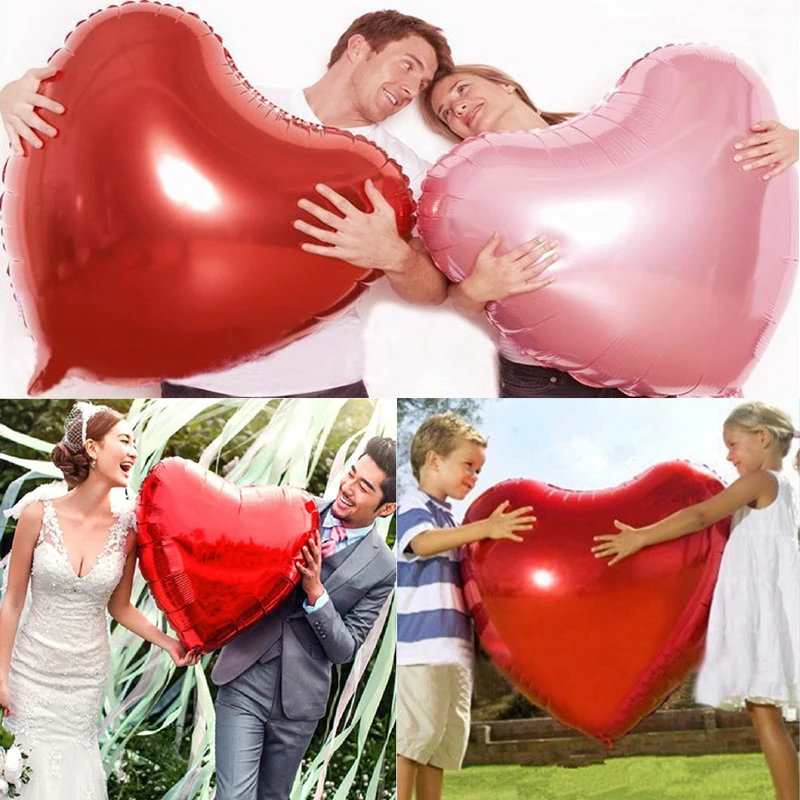 

32inch 75cm Large Love Heart Shape Aluminum Foil Balloons for Valentines Day Birthday Party Helium Balloon Wedding Decoration