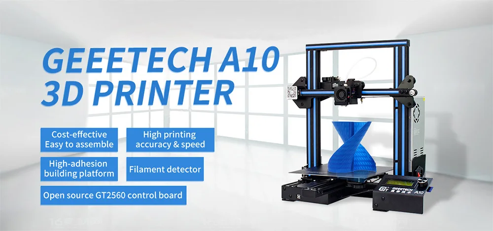 GEEETECH 3d принтер A10 с открытым исходным кодом быстрая сборка 0,4 мм сопло 220*220*260 мм 180 мм/сек. датчик накаливания PLA LCD2004 с FDM CE