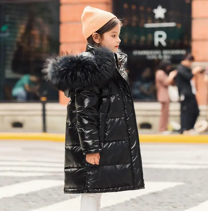 

Children's 2020 Fashion Jacket Girl Warm Hooded Coat Natural Clothing Cotton Winter Coat 90% Duck Down Long Jacket for Children