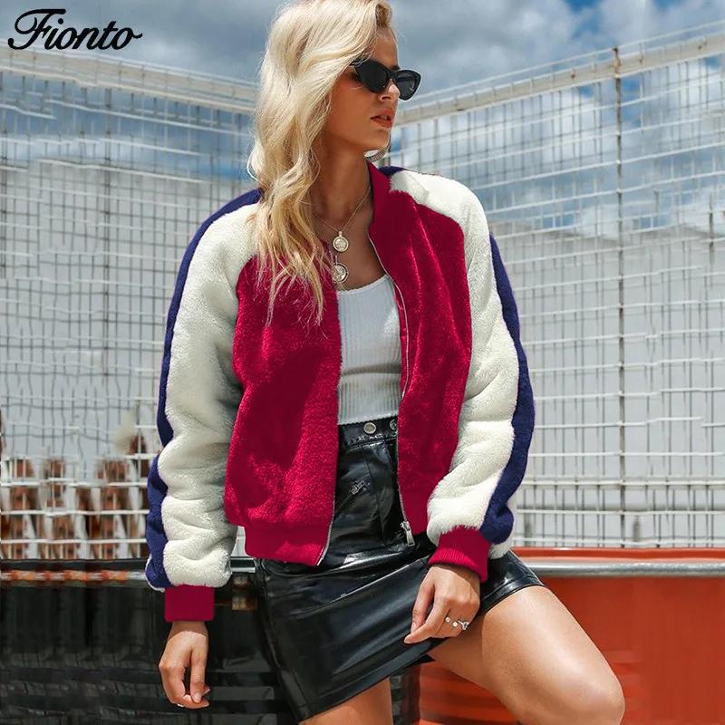 Осенне-зимнее элегантное пальто FIONTO из искусственного меха женская теплая