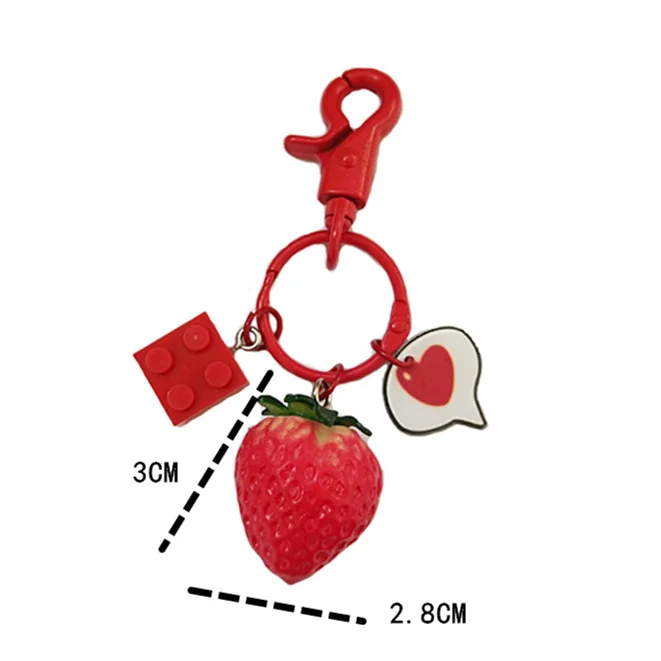 Милый клубничный красный сердце лук-брелок Подарочный Брелок для ключей женщин