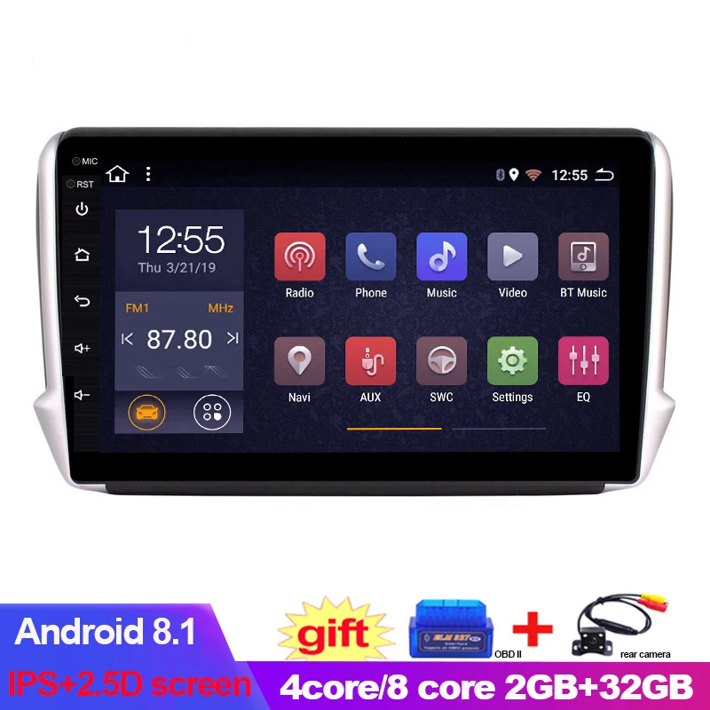 10 1 дюймовый IPS + 2.5D Android 8 2 32G автомобильный DVD GPS навигатор для Peugeot 2008 208 серия 2014 2015