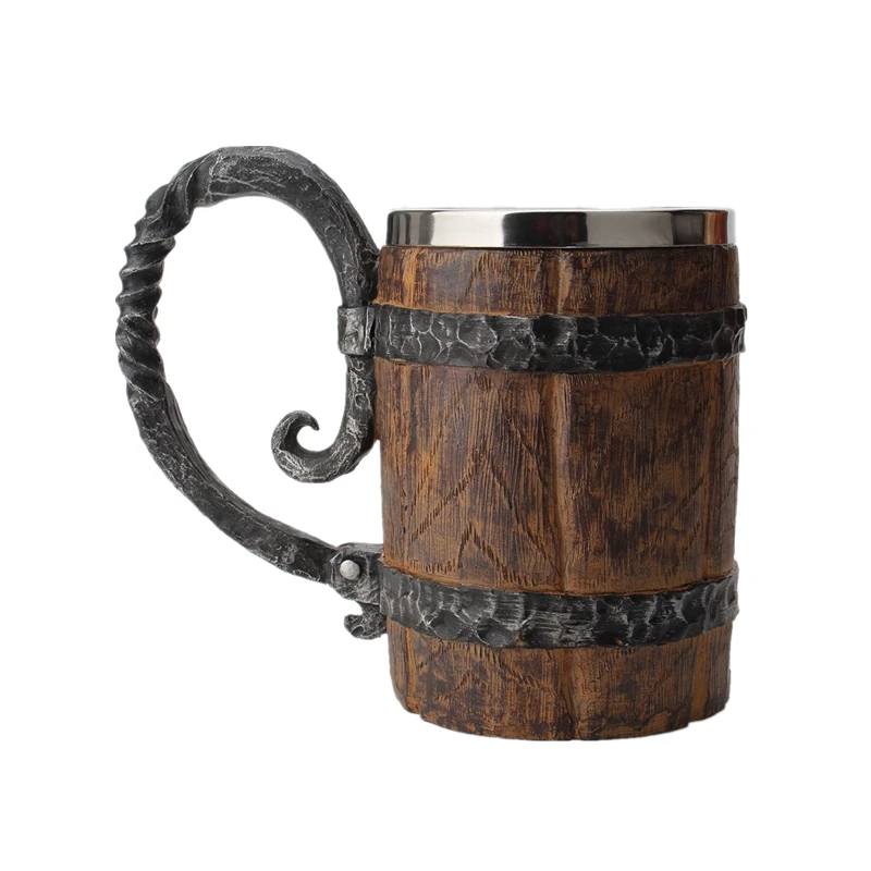 3D деревянная бочка из нержавеющей стали пивная кружка игровой бокал кофейная