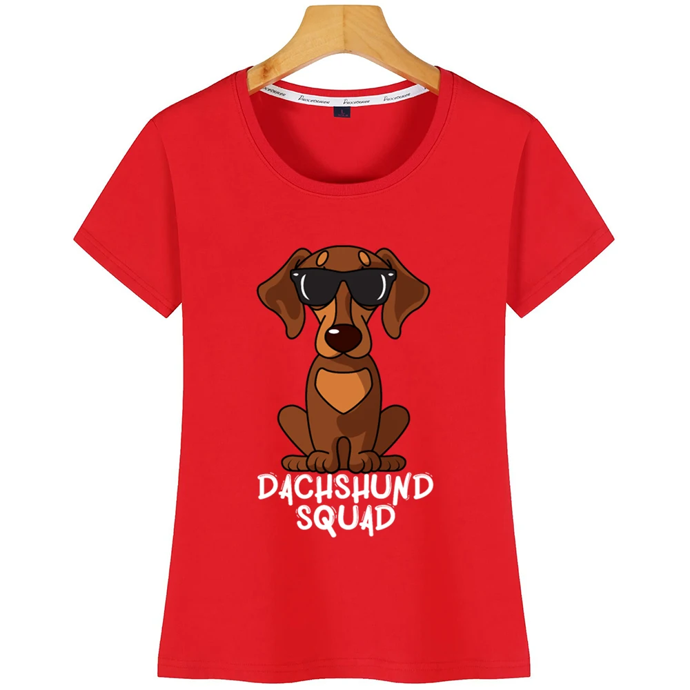 Топы футболка Женская такса отряд с солнцезащитными очками забавная крутая