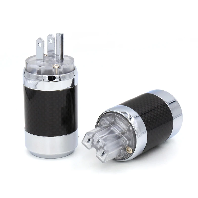 

Single crystal copper rhodium plated fever power cord plug plug tail carbon fiber rhodium plated plug American standard terminal