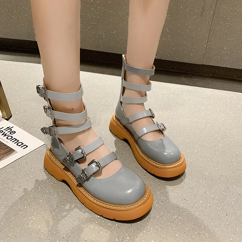 

Ажурные Ботинки Martin для женщин, Новинка лета 2021, дышащие Крутые ботинки, универсальные короткие ботинки на толстой подошве и молнии сзади ...