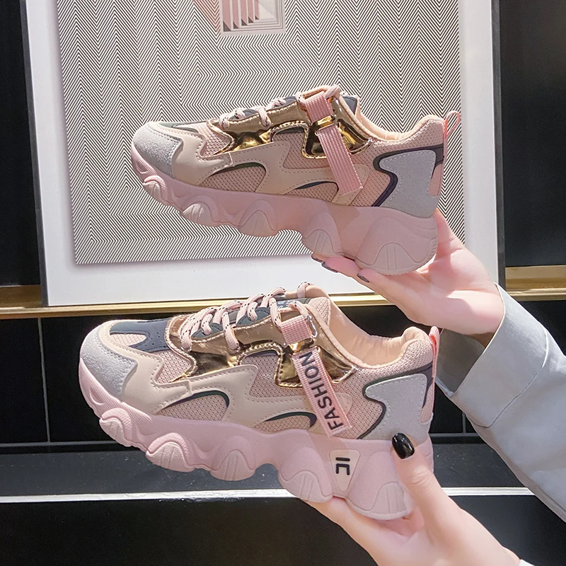 

2021 spring and autumn new mesh daddy shoes women's trendy sports casual shoes all-match running shoes student shoes