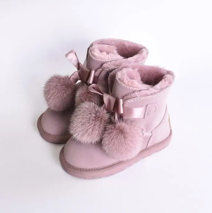 Light Purple Детская зимняя модные зимние женские ботинки на толстом каблуке из натуральной кожи; теплая плюшевая мягкая подошва, детские ботинки для девочек зимние лыжные штаны с рисунками из мультфильмов, ботинки для детей ясельного возраста для детей - Цвет: Light Purple