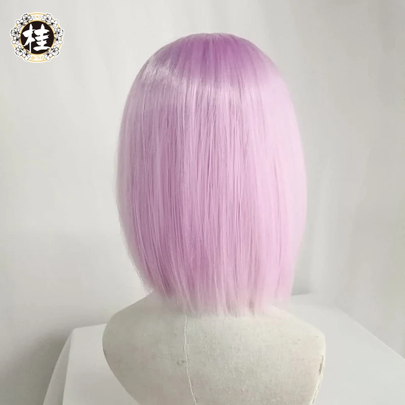 

Uwowo Fate Grand Order/FGO Mash/Matthew Kyrielite 35cm short Pink Purple Hair Heat Resistant Cosplay Wig Girls Women